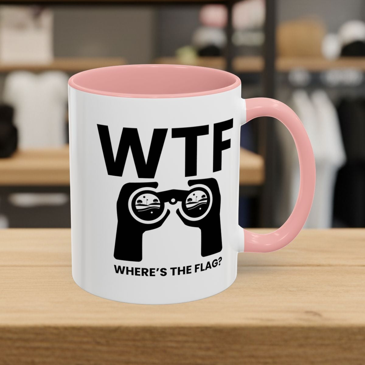 WTF - Where's the Flag - Golf Mug - 11oz in Pink