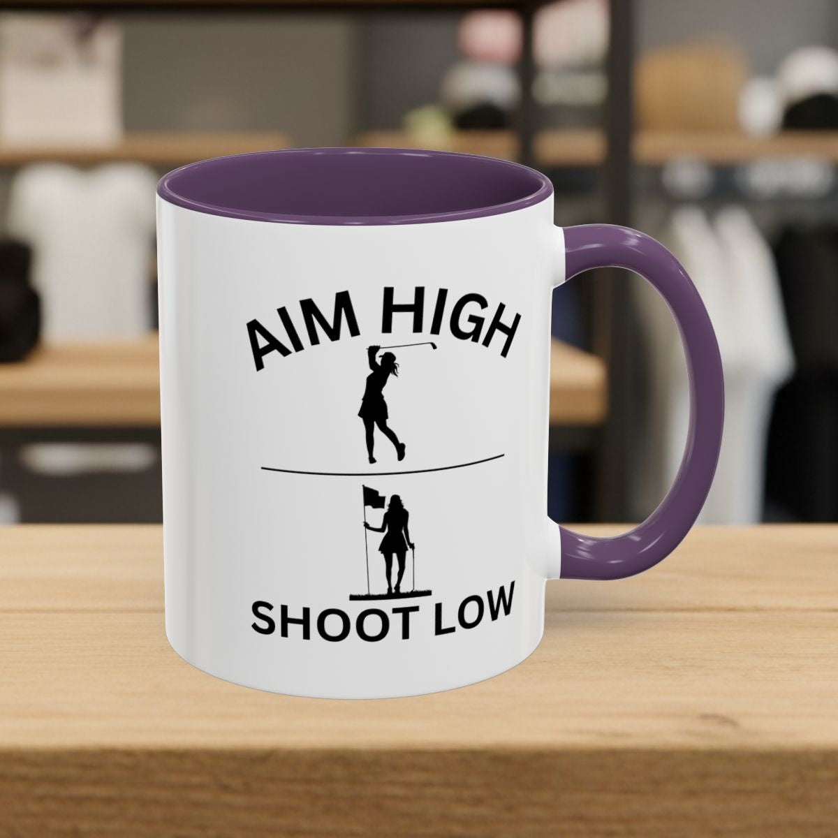 Aim High - Shoot Low (Female) - Golf Mug - 11oz in Purple