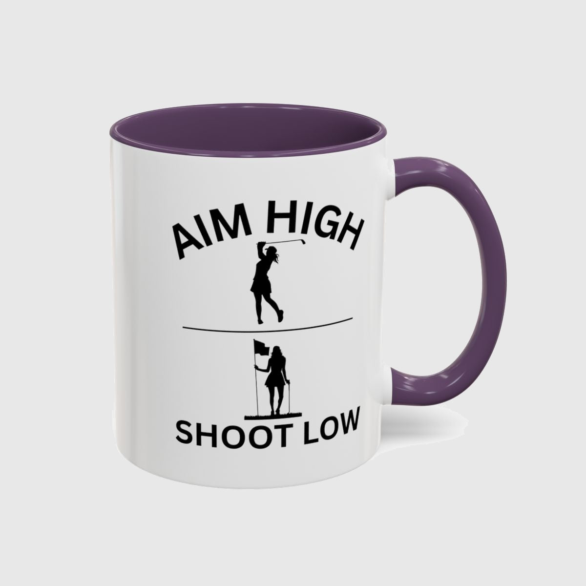 Aim High - Shoot Low (Female) - Golf Mug in Purple