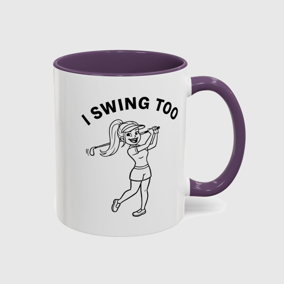 Retro I SWING TOO Women's Golf T-Shirt - Golf Mug in Purple