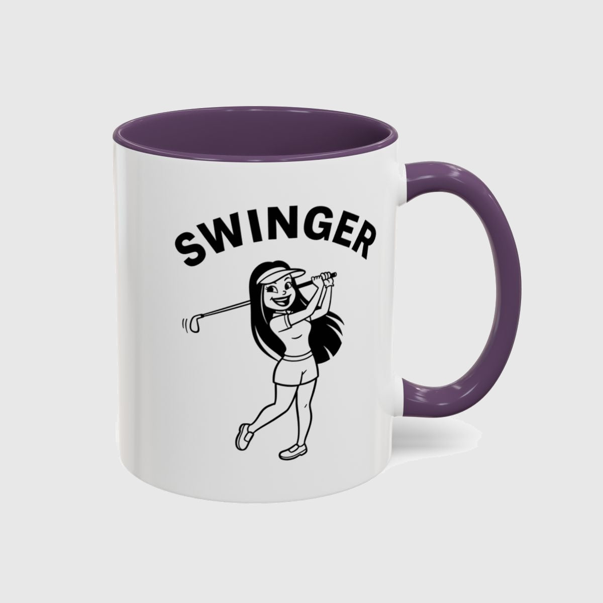 Retro Swinger Women's Golf T-Shirt - Golf Mug in Purple