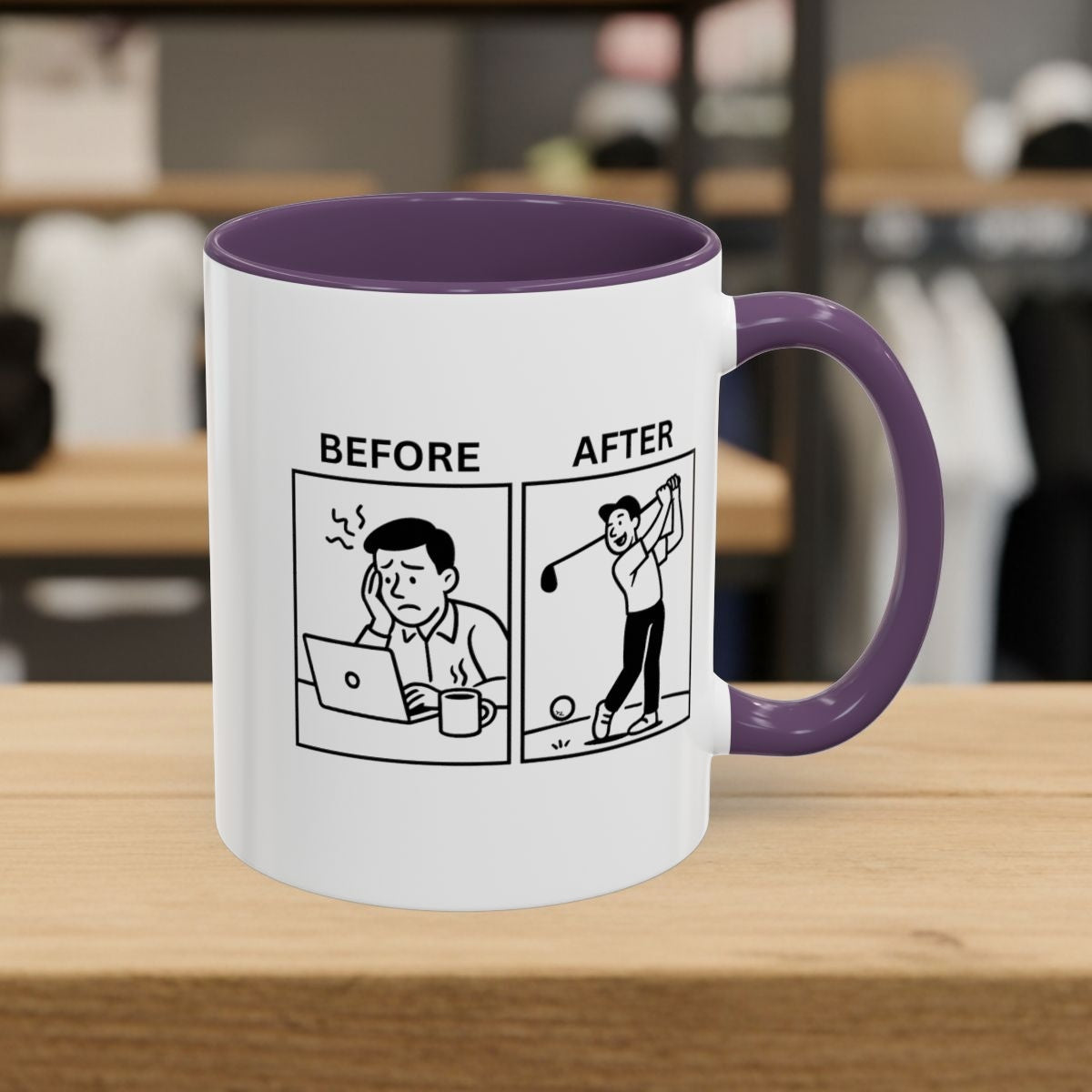 Before & After - Golf Mug - 11oz in Purple
