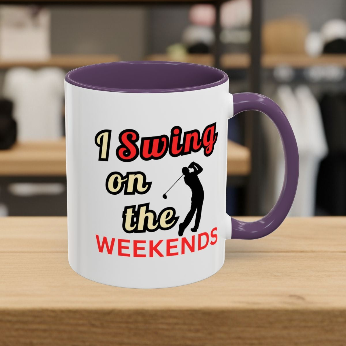 I Swing on the Weekends - Golf Mug - 11oz in Purple