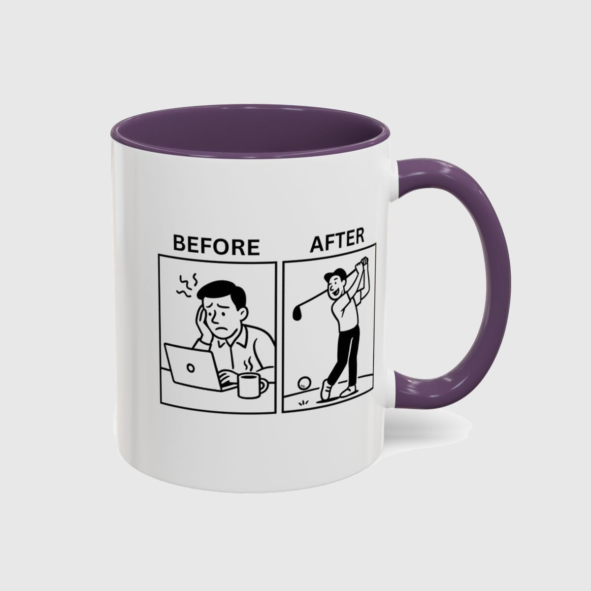Before & After - Golf Mug in Purple