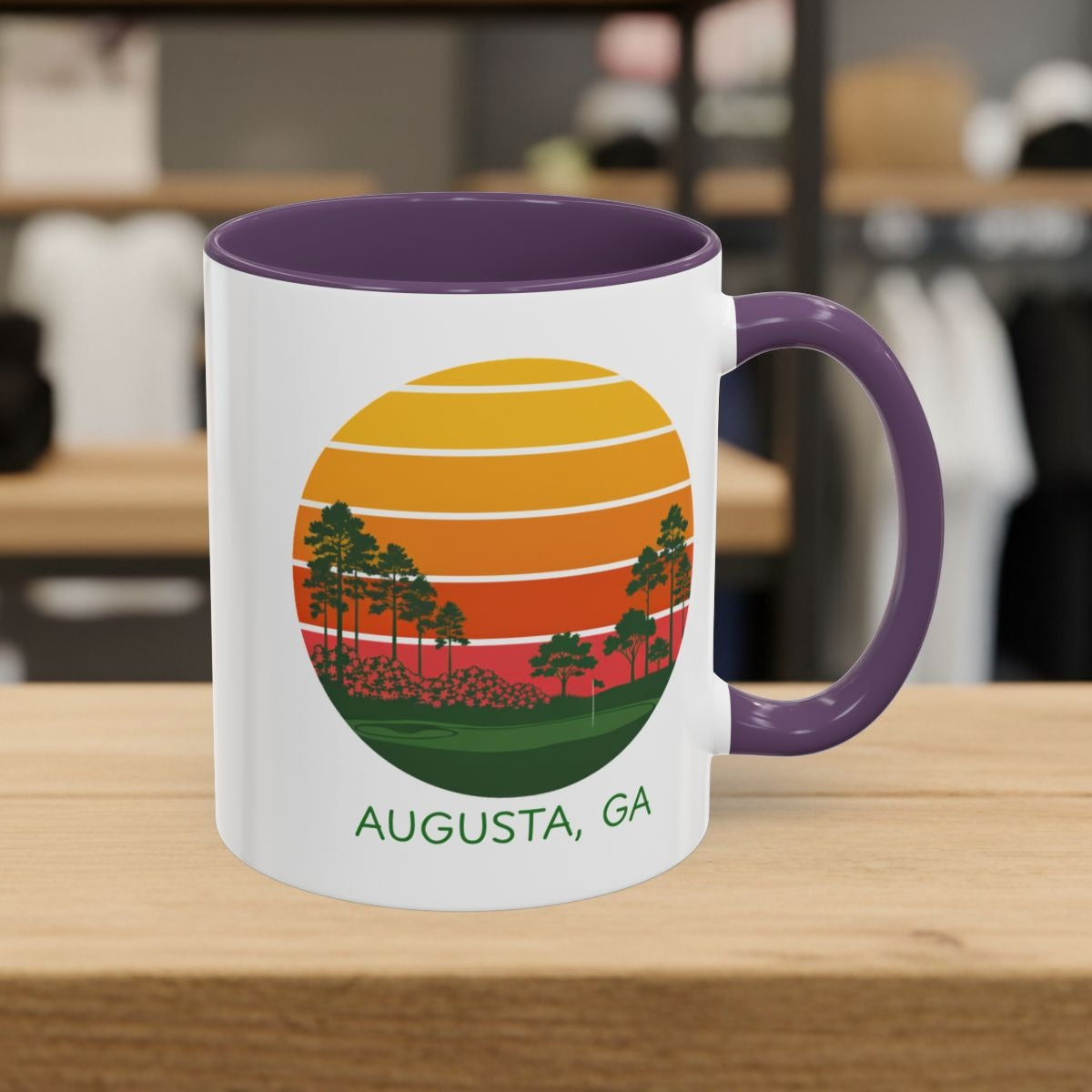 Retro Sunset - Augusta - Golf Mug in Purple