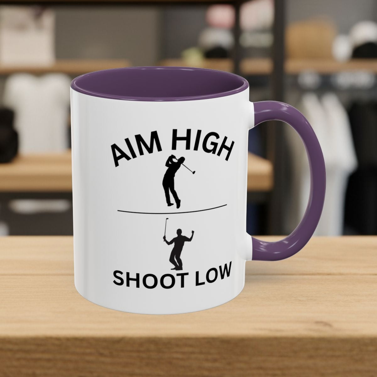 Aim High - Shoot Low (Male) - Golf Mug - 11oz in Purple