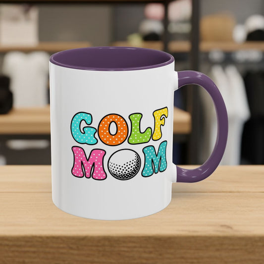 BUBBLY GOLF MOM, Polka Dot Pop - Golf Mug in Purple