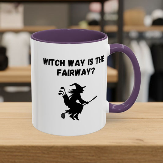 Witch Way is the Fairway - Golf Mug - 11oz in Purple