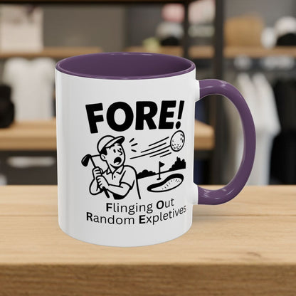 FORE! - Flinging Out Random Expletives! - Golf Mug - 11oz in Purple