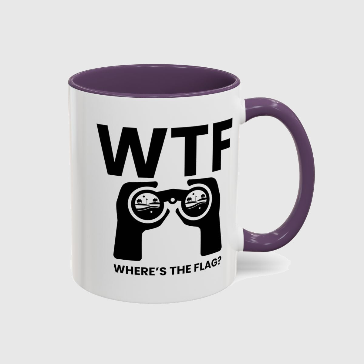 WTF - Where's the Flag - Golf Mug in Purple