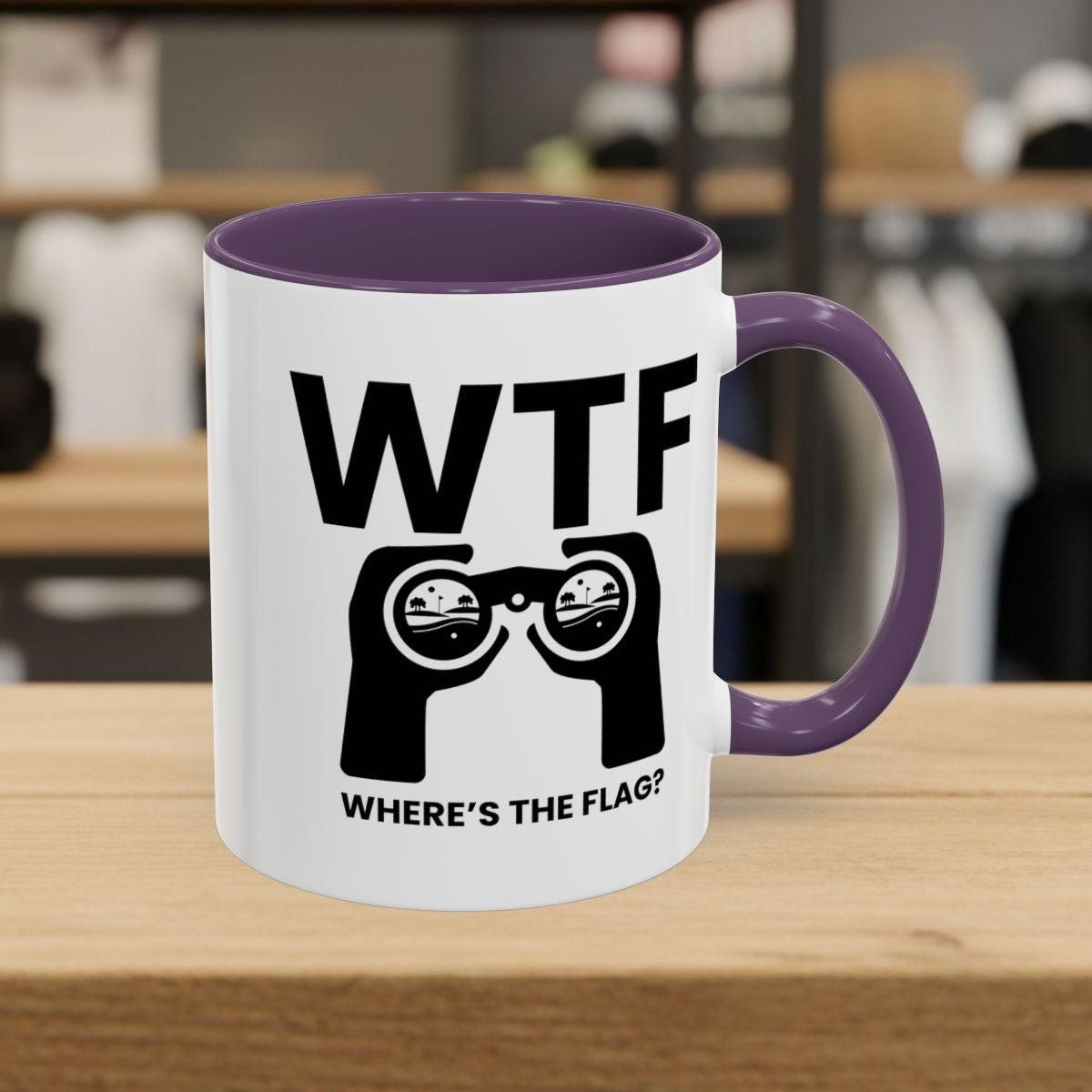 WTF - Where's the Flag - Golf Mug - 11oz in Purple