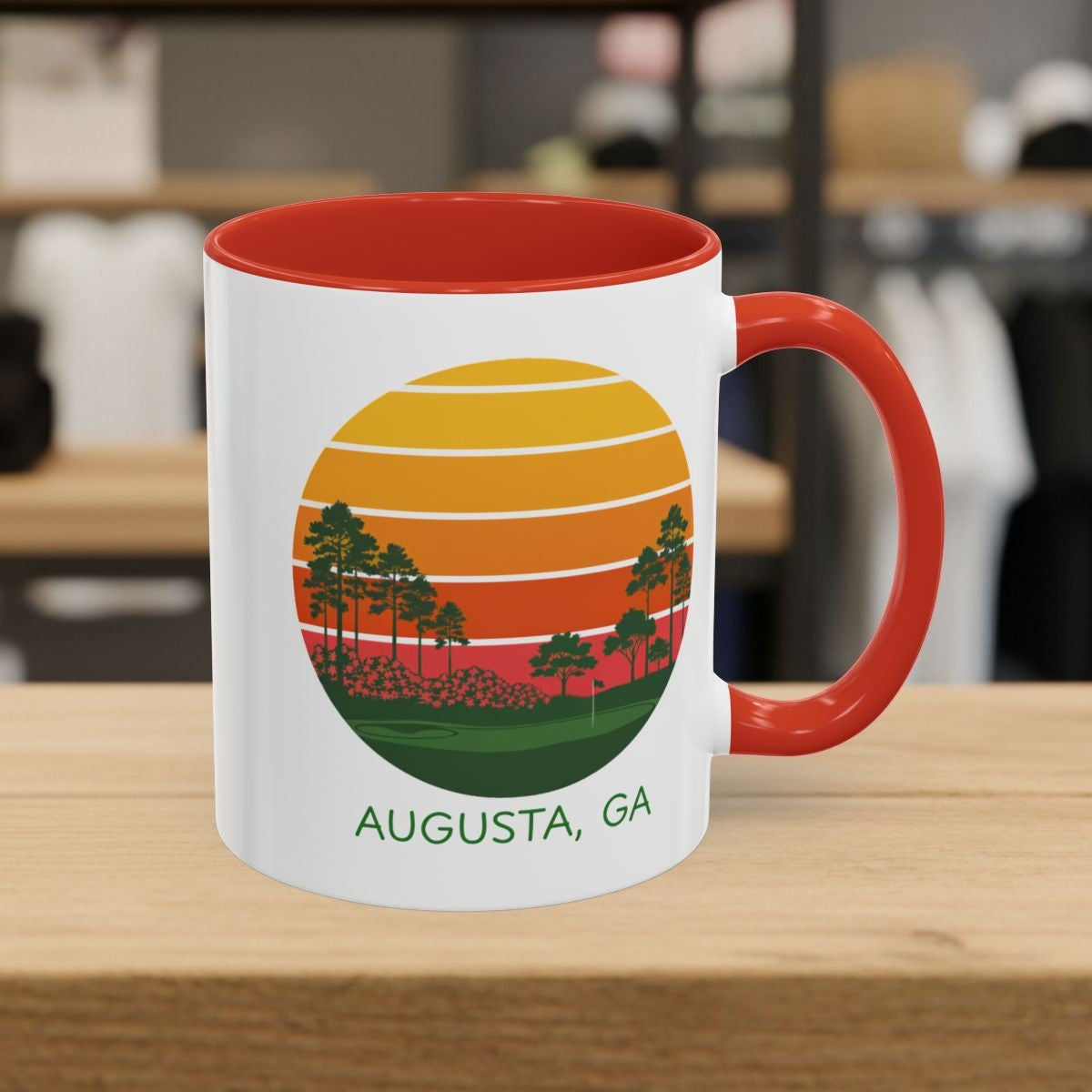 Retro Sunset - Augusta - Golf Mug in Red