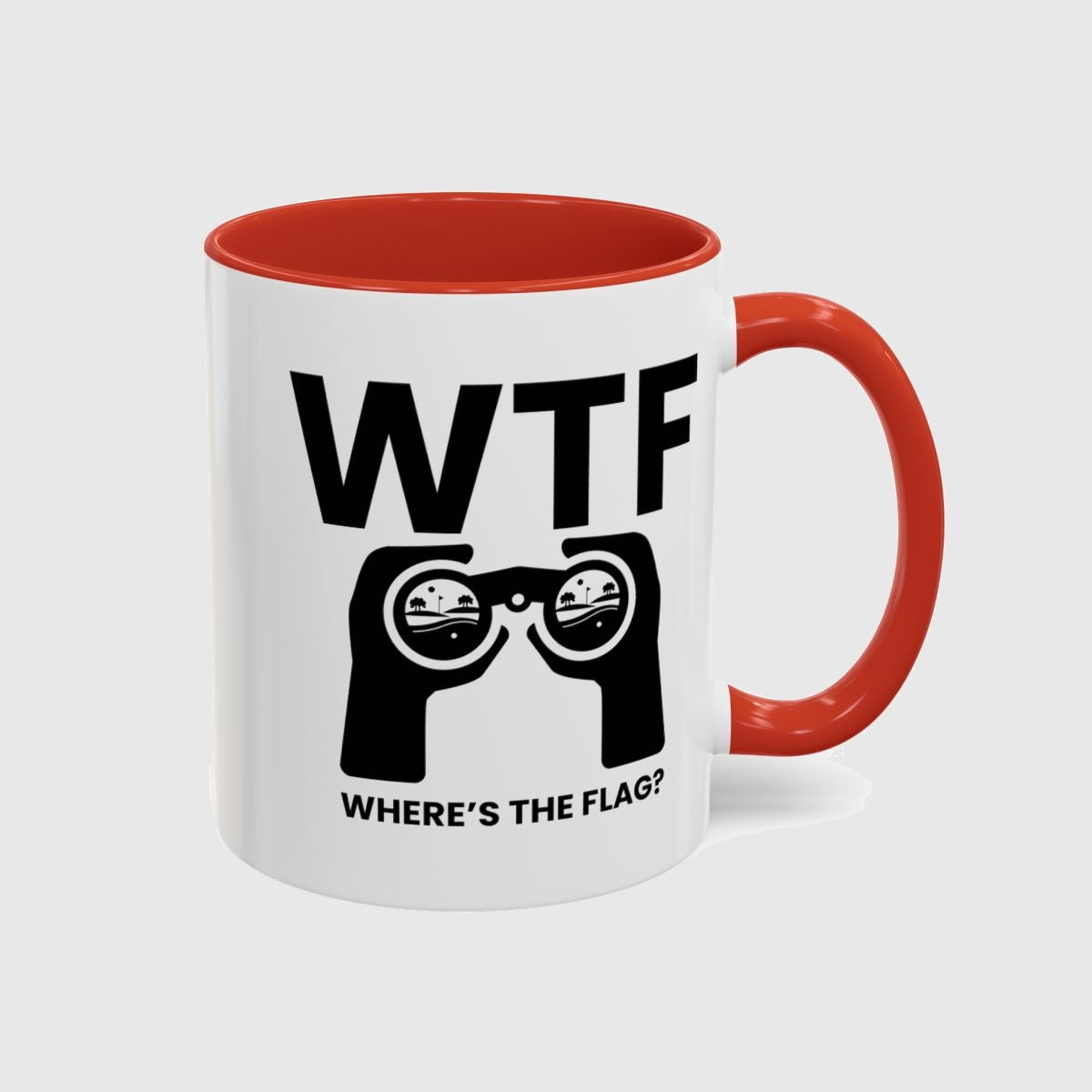 WTF - Where's the Flag - Golf Mug in Red
