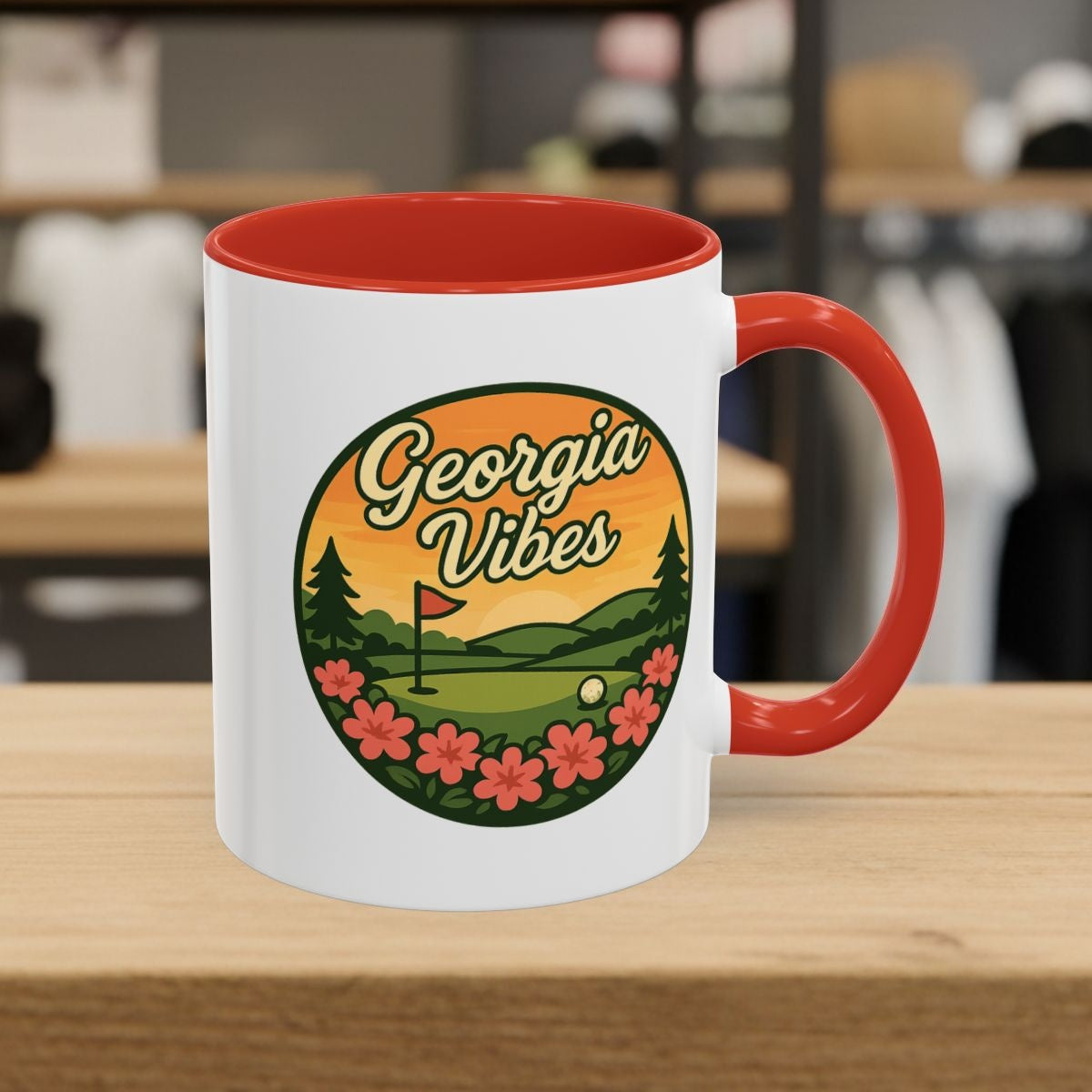 Golf Vibes - Georgia Azalea Edition - Golf Mug - 11oz in Red