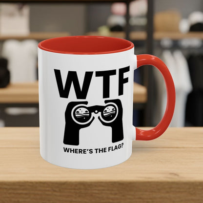 WTF - Where's the Flag - Golf Mug - 11oz in Red