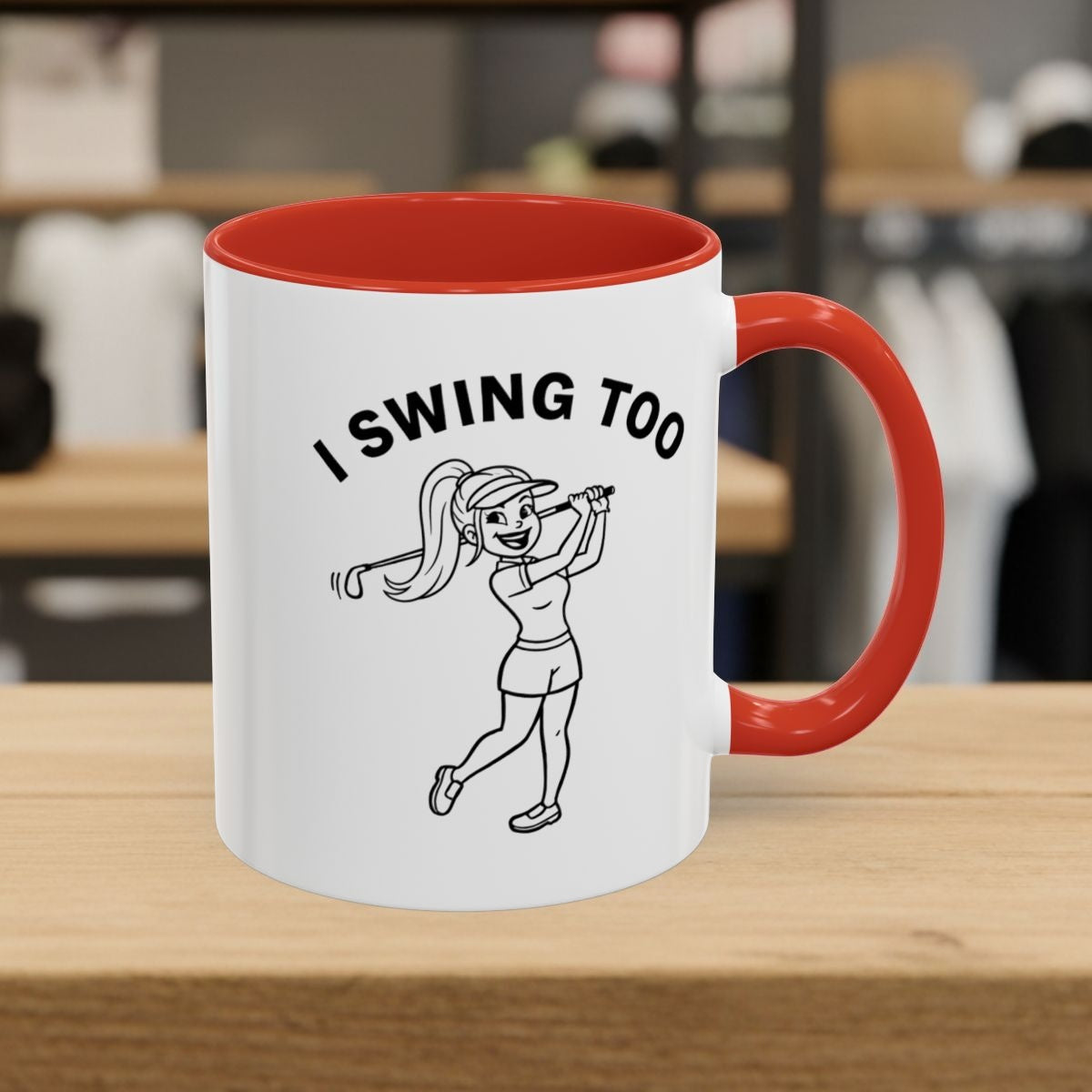 Retro I SWING TOO - Golf Mug - 11oz in Red