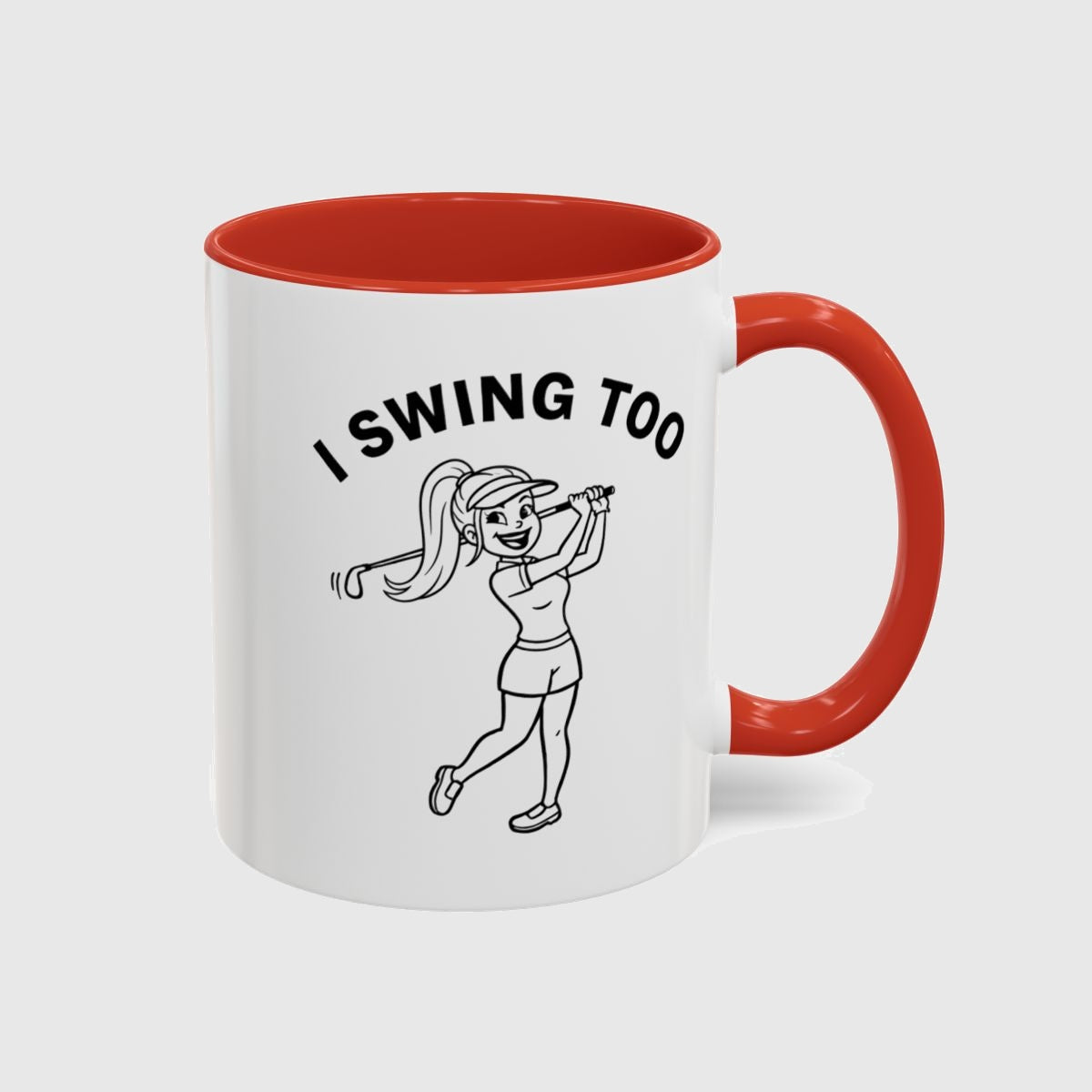 Retro I SWING TOO Women's Golf T-Shirt - Golf Mug in Red