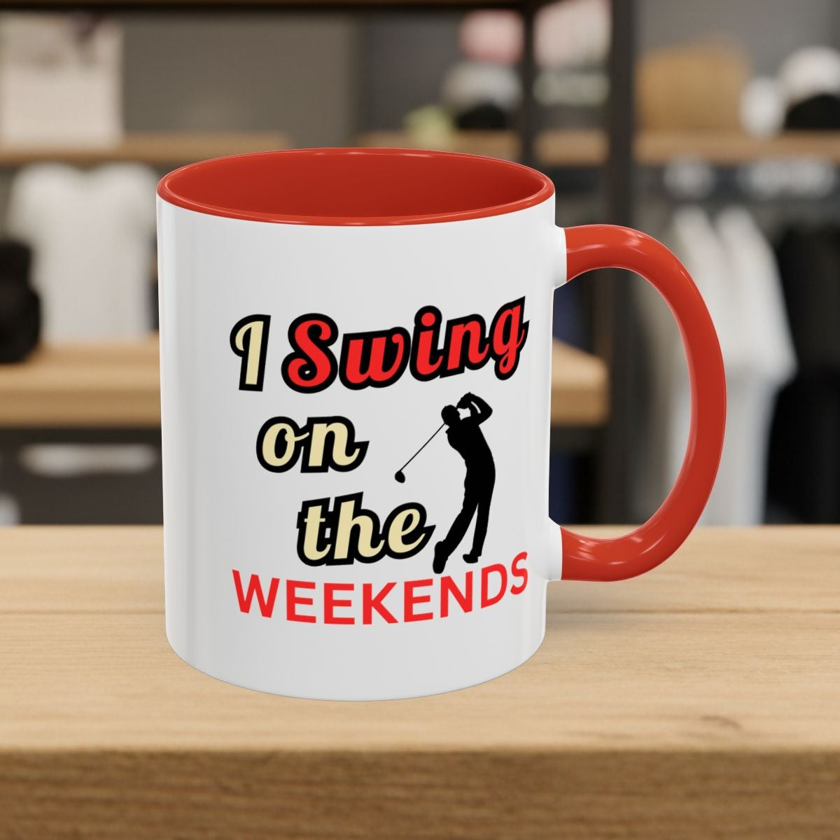 I Swing on the Weekends - Golf Mug - 11oz in Red