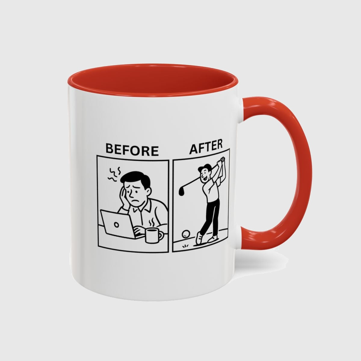 Before & After - Golf Mug in Red