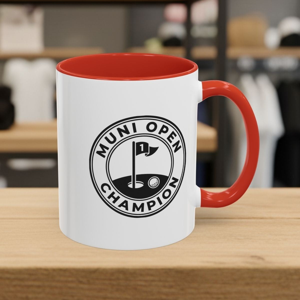 MUNI OPEN CHAMPION - MUNICIPAL GOLF COURSE MUG in Red