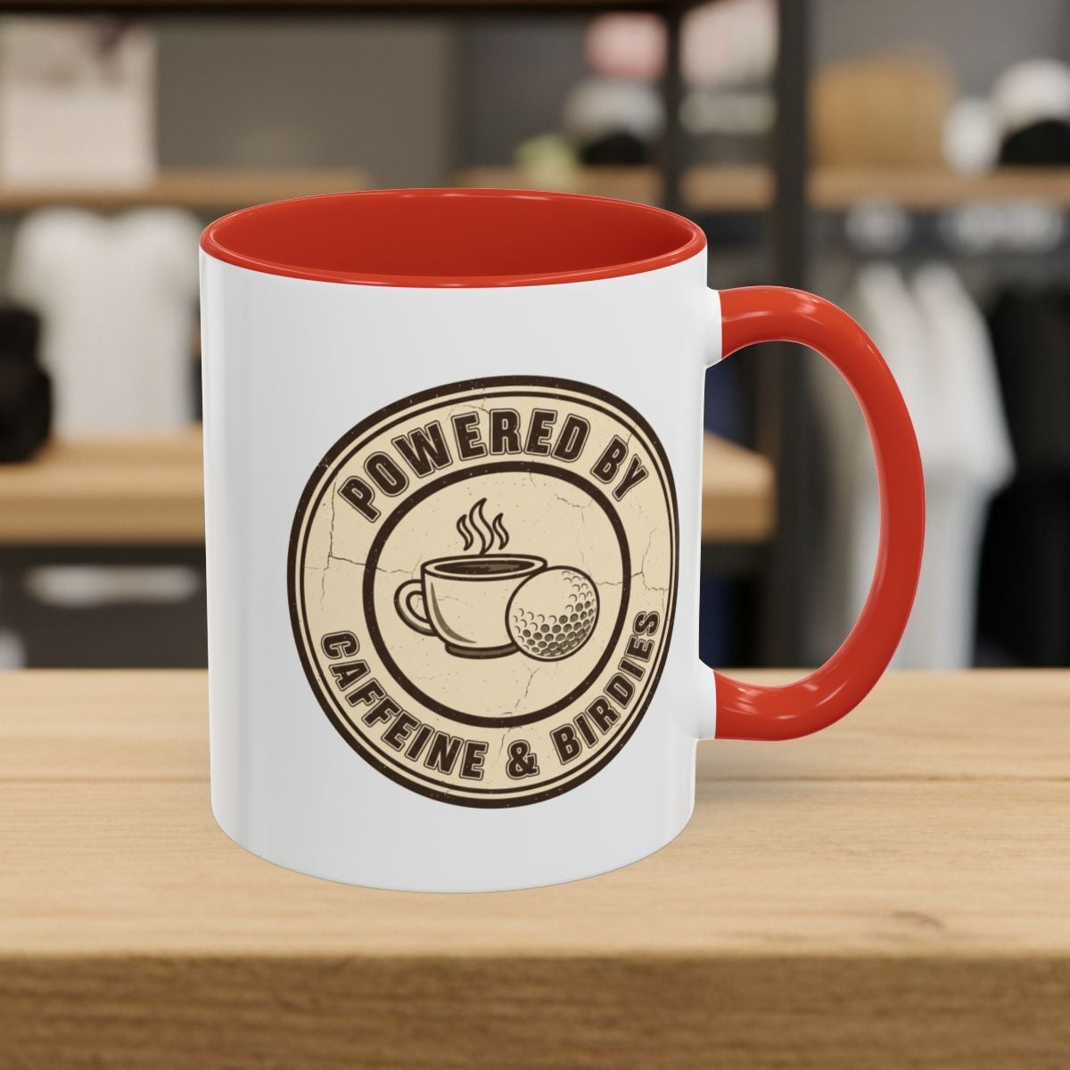Powered by Caffeine & Birdies - Golf Mug - 11oz in Red