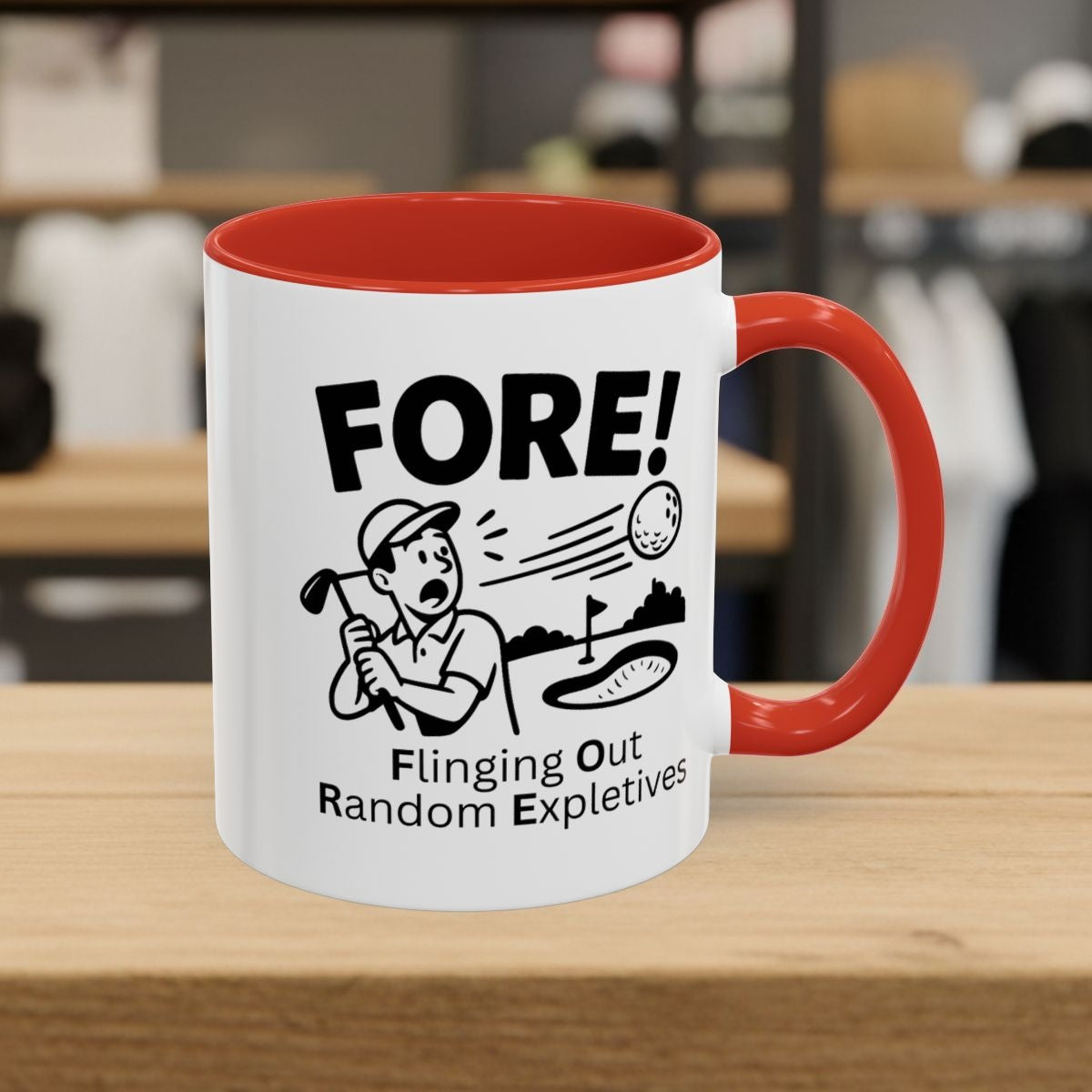 FORE! - Flinging Out Random Expletives! - Golf Mug - 11oz in Red