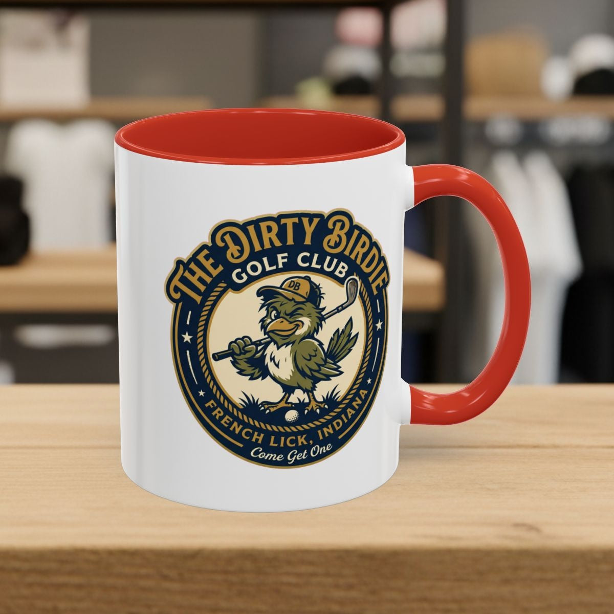 The Dirty Birdie Golf Club - French Lick, Indiana - Golf Mug in Red