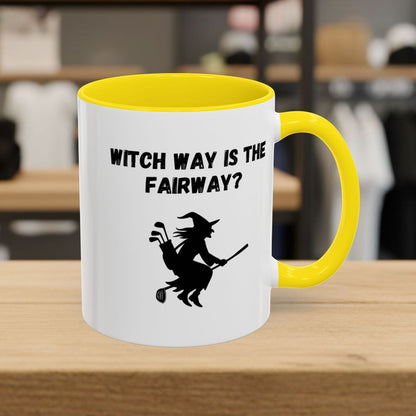 Witch Way is the Fairway - Golf Mug - 11oz in Yellow