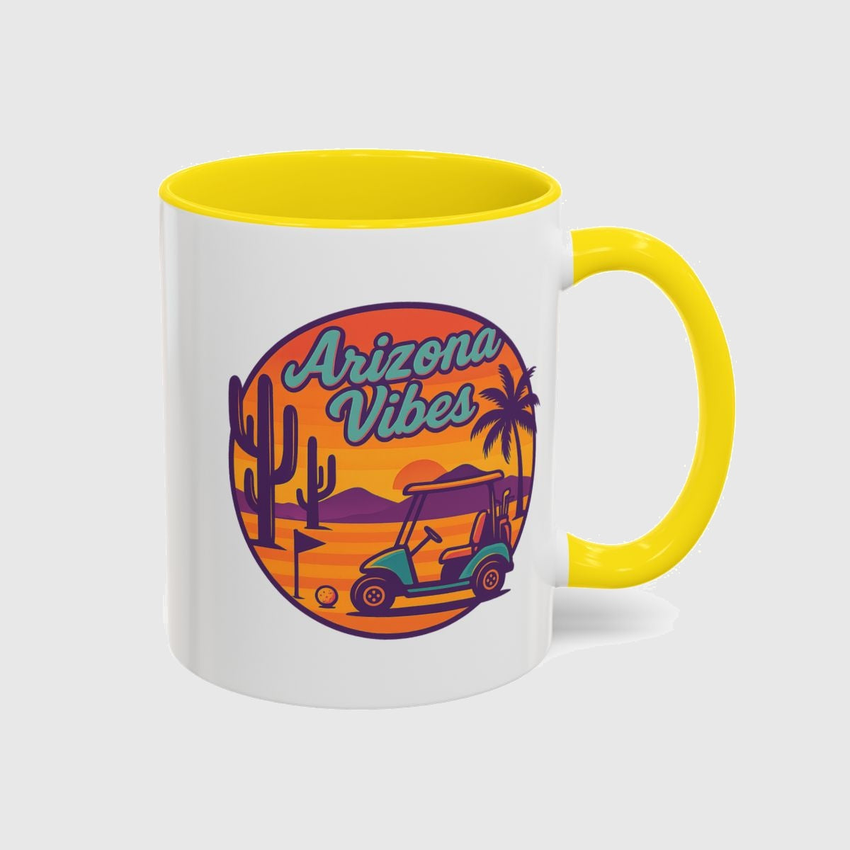 Golf Vibes - Arizona - Desert Edition Golf Destination - Golf Mug in Yellow
