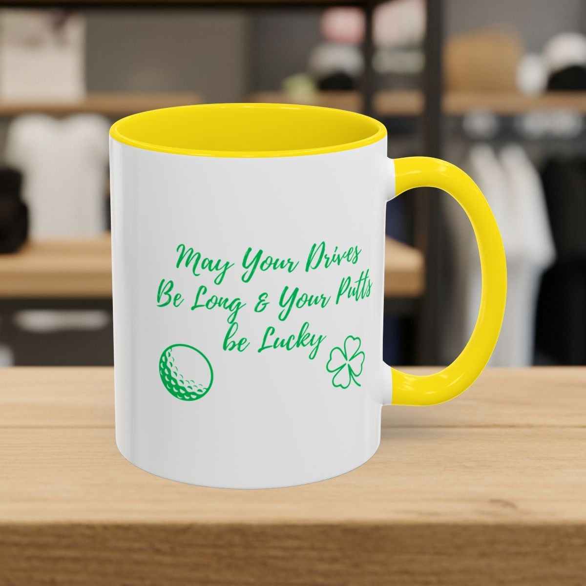 May Your Drives Be Long & Your Putts Be Lucky 🍀 - Golf Mug - 11oz in Yellow