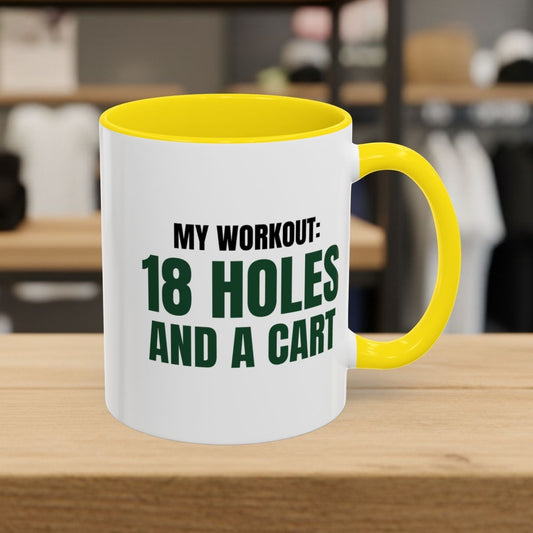 My Workout: 18 Holes - Golf Mug in Yellow
