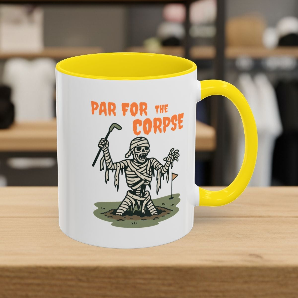 Par for the Corpse - Golf Mug - 11oz in Yellow