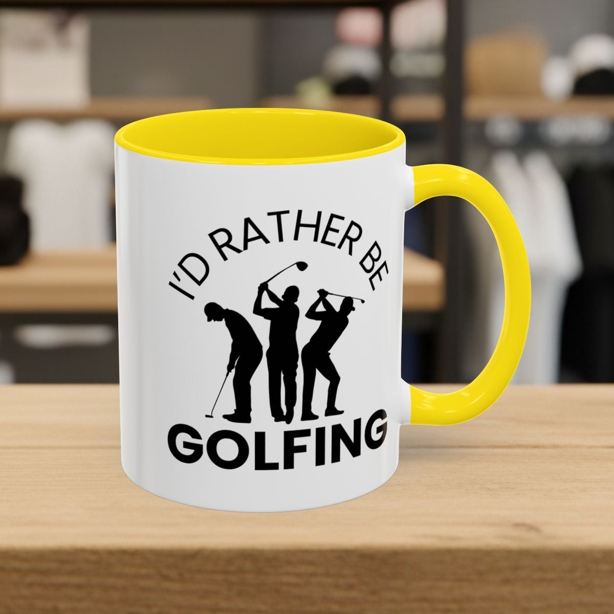 I'd Rather Be Golfing - Golf Mug - 11oz in Yellow