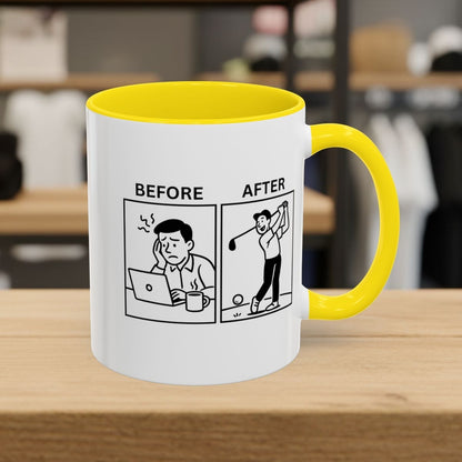 Before & After - Golf Mug - 11oz in Yellow