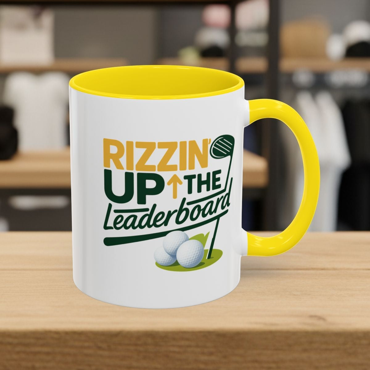 Rizzin' Up The Leaderboard - Golf Mug - 11oz in Yellow