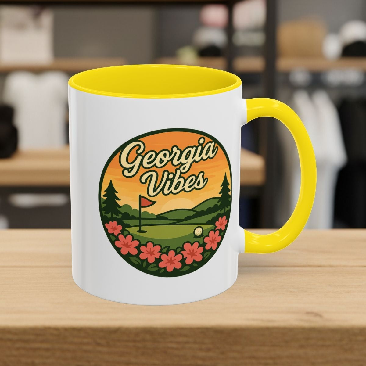 Golf Vibes - Georgia Azalea Edition - Golf Mug - 11oz in Yellow