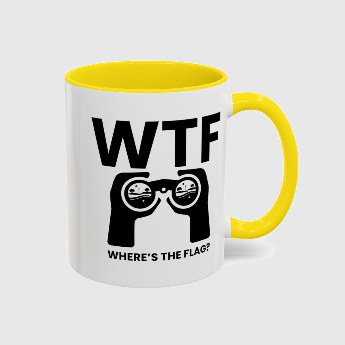 WTF - Where's the Flag - Golf Mug in Yellow