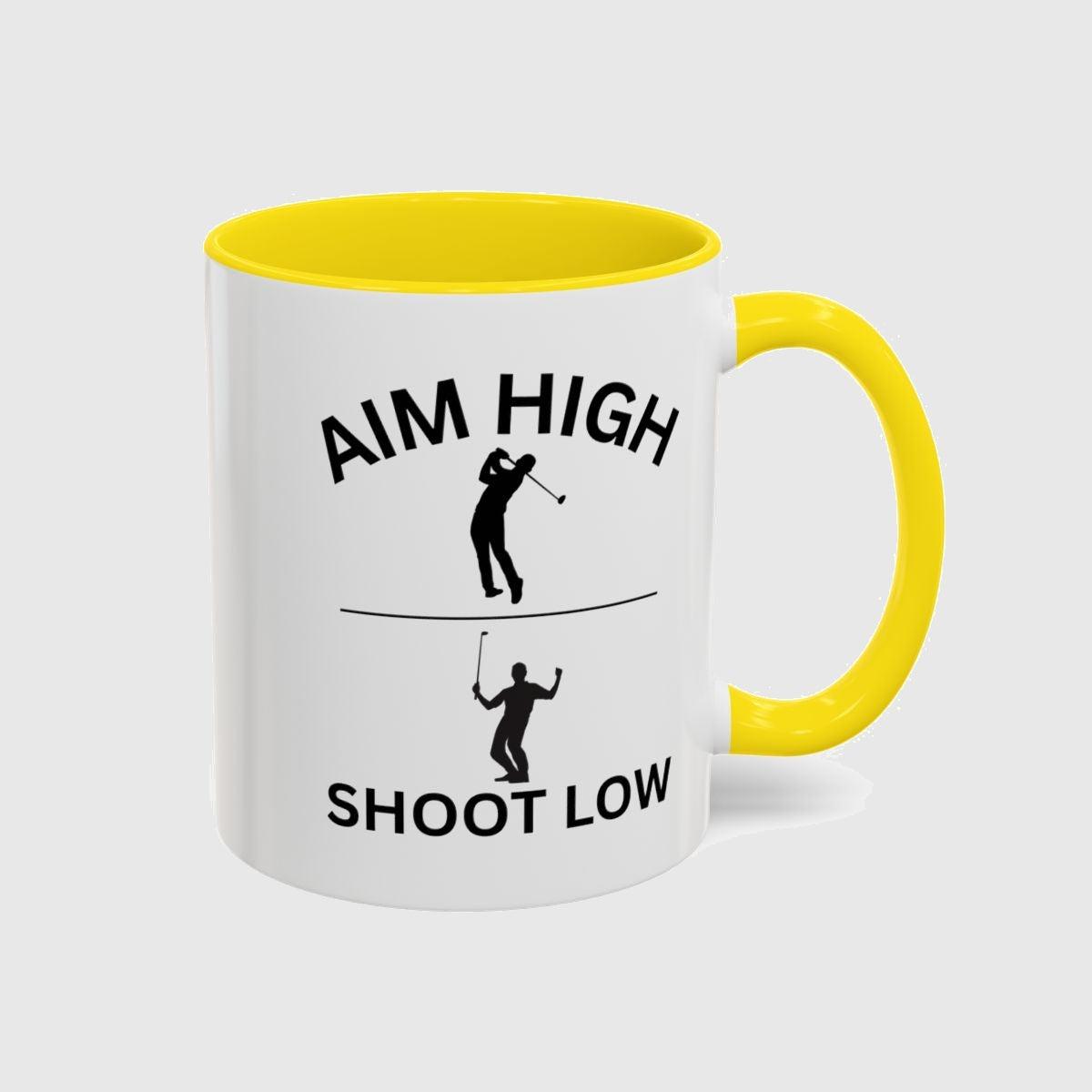 Aim High - Shoot Low (Male) - Golf Mug in Yellow