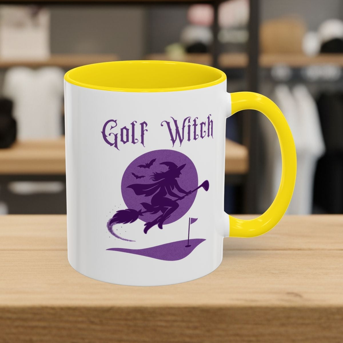 Golf Witch - Golf Mug - 11oz in Yellow