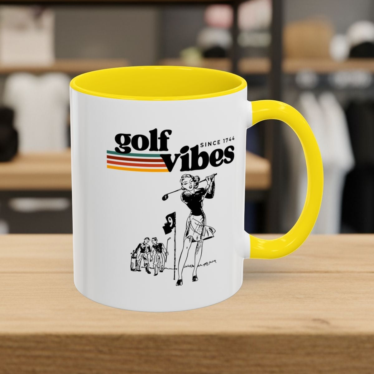 Golf Vibes Retro - Golf Mug - 11oz in Yellow
