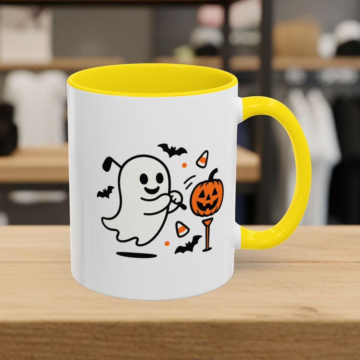 Ghost Tee Off - Golf Mug - 11oz in Yellow