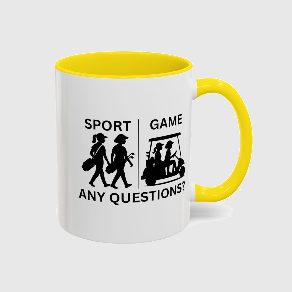 SPORT vs. GAME (Female) - Golf Mug in Yellow