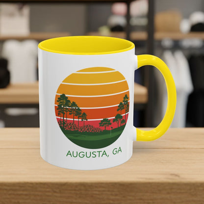 Retro Sunset - Augusta - Golf Mug in Yellow