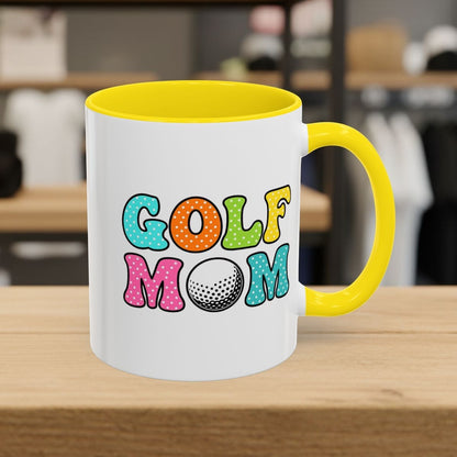 BUBBLY GOLF MOM, Polka Dot Pop - Golf Mug in Yellow