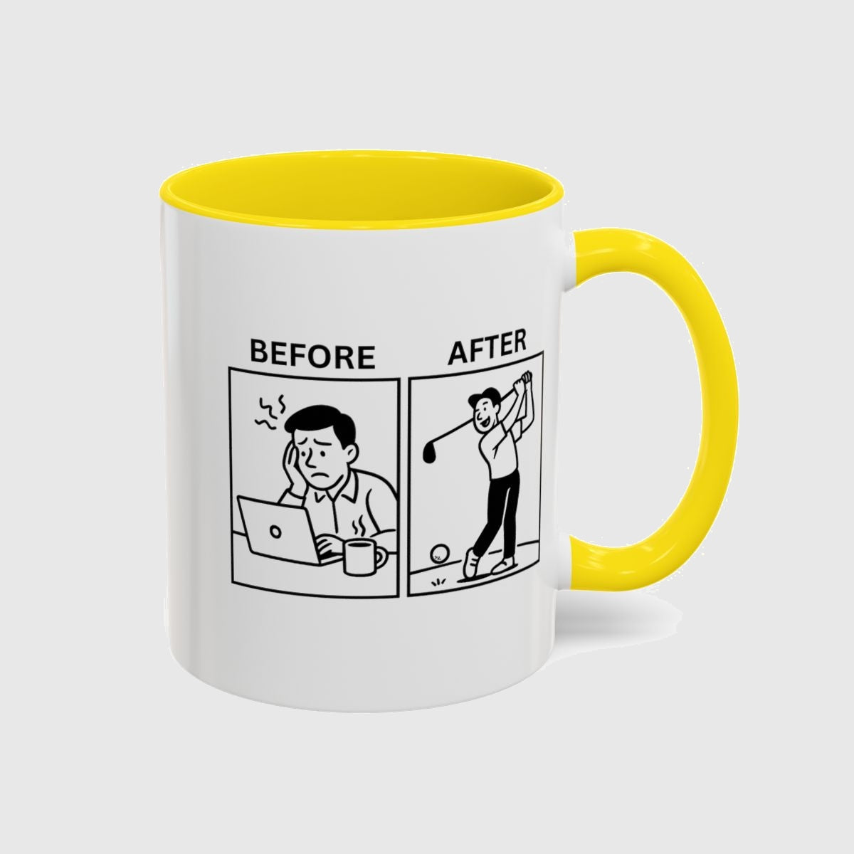 Before & After - Golf Mug in Yellow