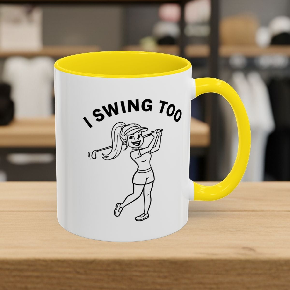 Retro I SWING TOO - Golf Mug - 11oz in Yellow