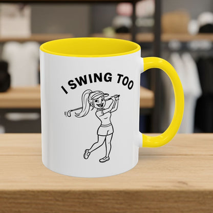 Retro I SWING TOO - Golf Mug - 11oz in Yellow
