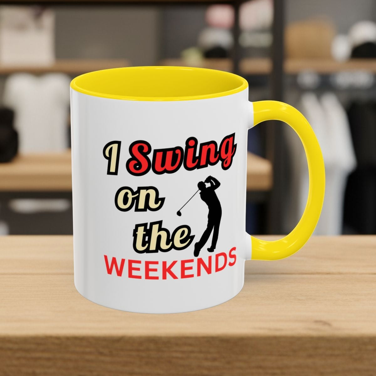 I Swing on the Weekends - Golf Mug - 11oz in Yellow