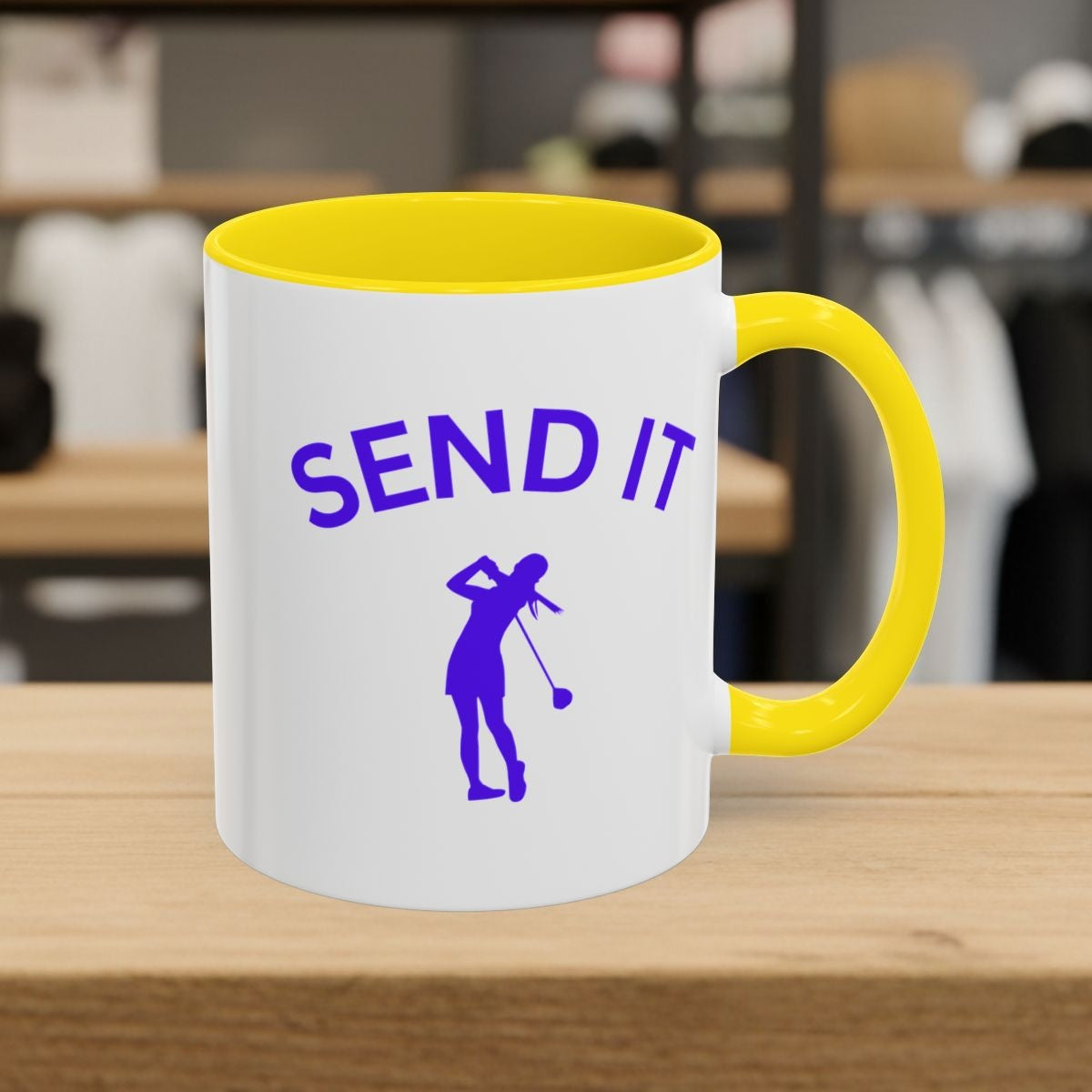 SEND IT (Female) - Golf Mug - 11oz in Yellow