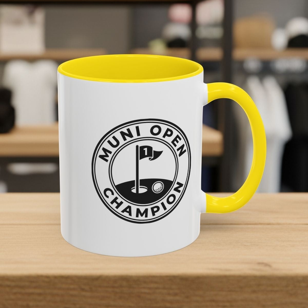 MUNI OPEN CHAMPION - MUNICIPAL GOLF COURSE MUG in Yellow